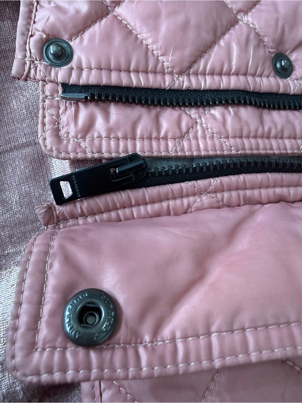 Girls' Burberry Quilted Pink Button-jacket - Picture 4 of 7